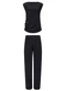 Lunender - Conjunto com Calça e Blusa Risca de Giz Bege - variação: Preto