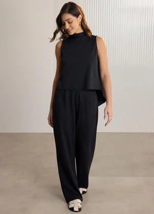 Lunender - Conjunto com Calça e Blusa sem Mangas Preto - LUNENDER