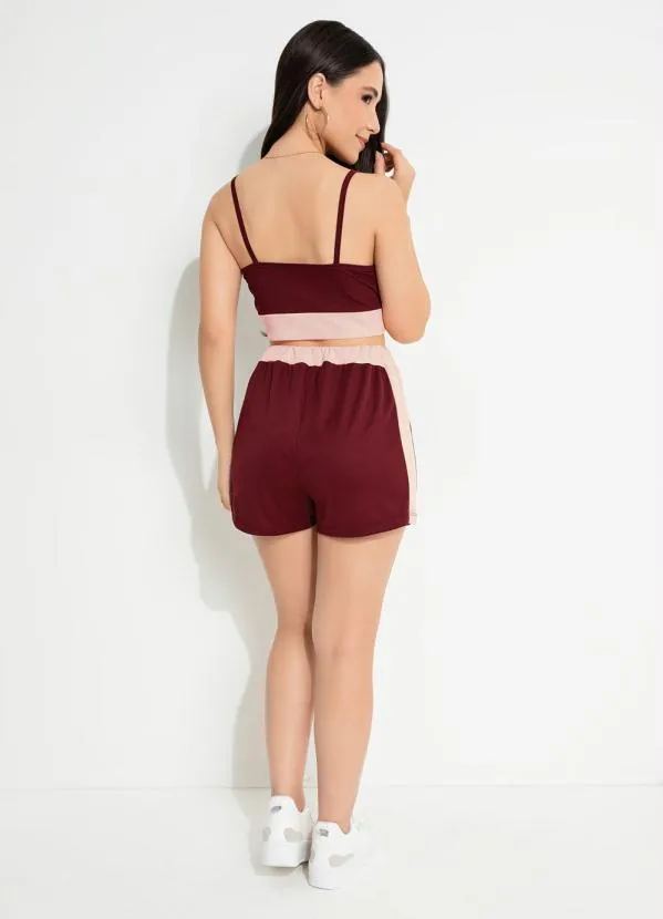 Moda Pop - Conjunto com Recortes Bordô e Rosa 4
