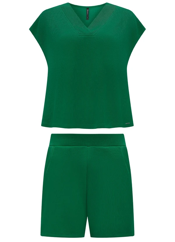 Lunender - Conjunto com Shorts e Blusa D Tricô Verde 4