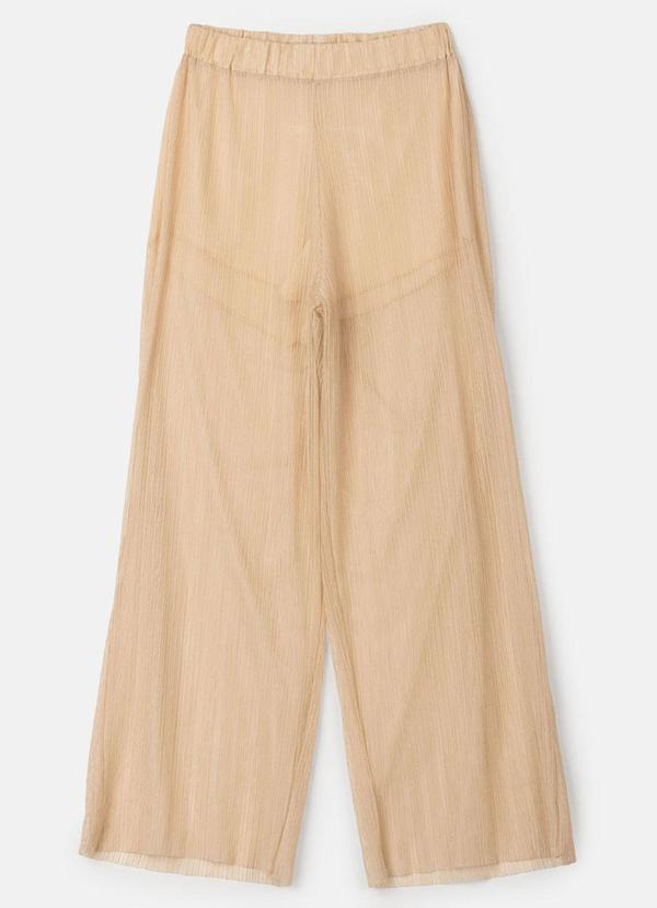 Choyee - Conjunto Cropped com Babados e Calça Bege