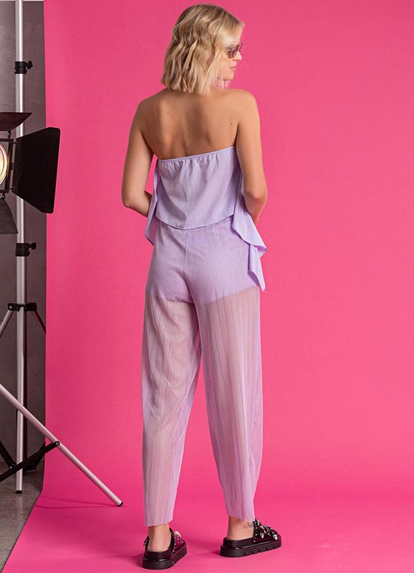 Choyee - Conjunto Cropped com Babados e Calça Roxo 2