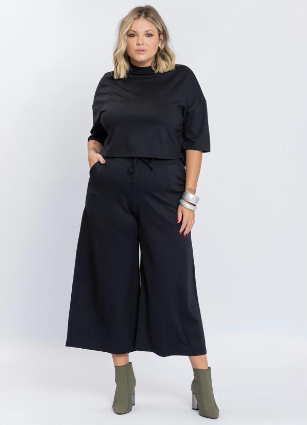 Preview - Conjunto Cropped e Pantacourt Ponto Roma Preto