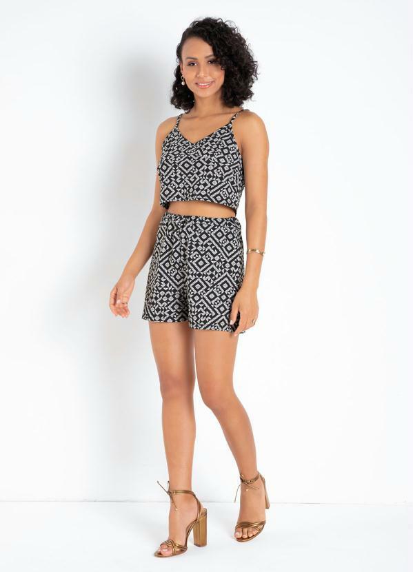 Moda Pop - Conjunto Cropped e Short Geompétrico Mescla 5