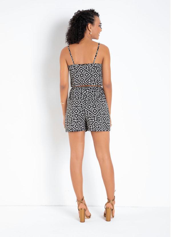 Moda Pop - Conjunto Cropped e Short Geompétrico Mescla 6