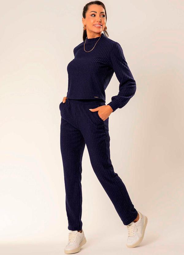 Cativa - Conjunto de Inverno Feminino Tricô Azul