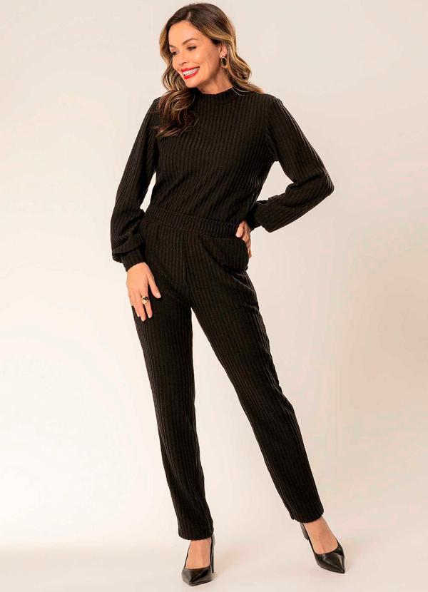 Cativa - Conjunto de Inverno Feminino Tricô Preto