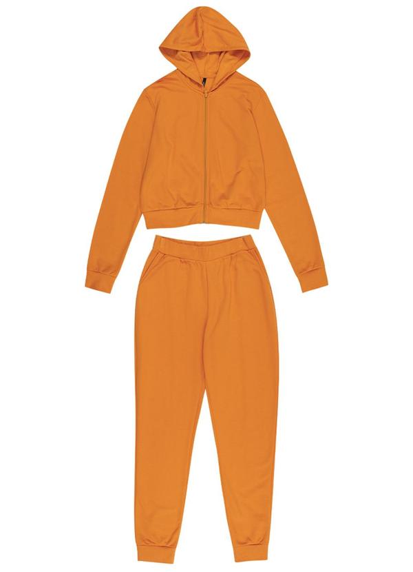 Habana - Conjunto de Moletom Casaco + Calça Laranja