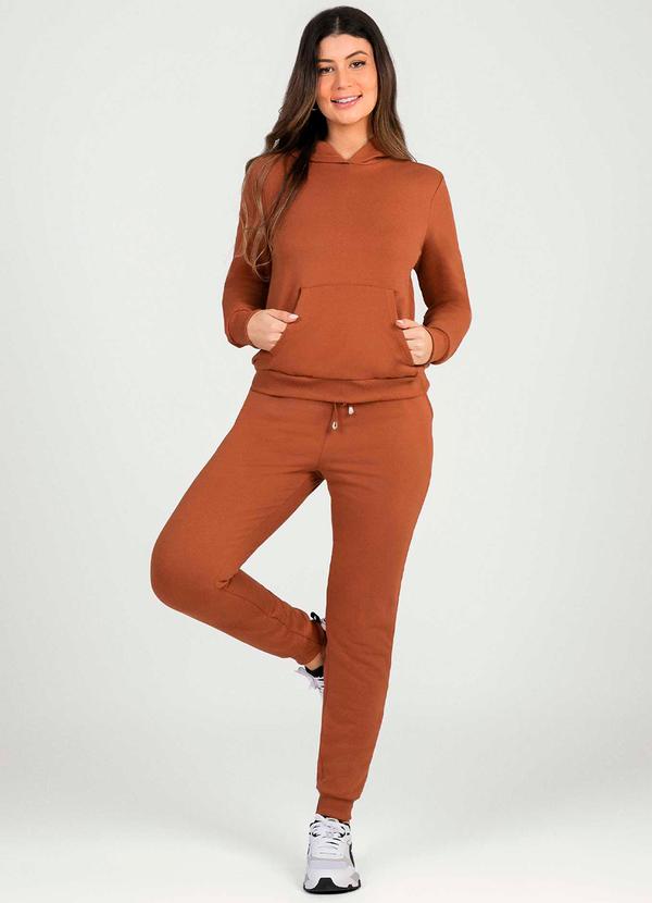Cativa - Conjunto de  Moletom Peluciado Comfy Marrom