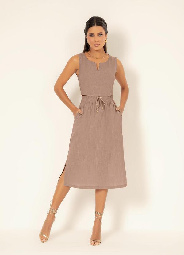 Gris - Conjunto em Algodão Marrom Claro