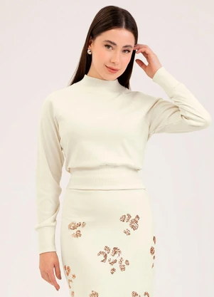Cativa - Conjunto em Malha Encorpada Off White - CATIVA