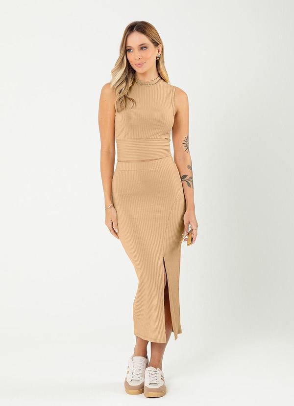 Cativa - Conjunto em Canelado Caramelo