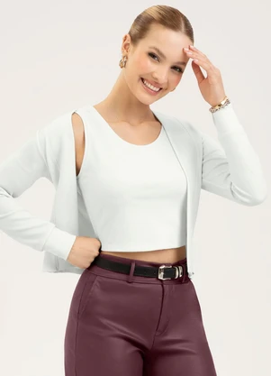 Cativa - Conjunto em Canelado com Brilho  Off White - CATIVA