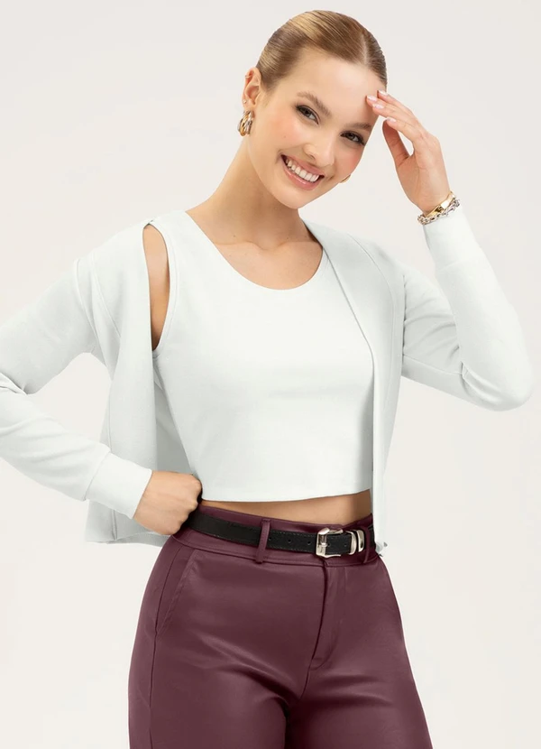 Cativa - Conjunto em Canelado com Brilho Off White