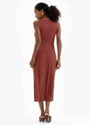 Cativa - Conjunto em Crepe Vermelho Escuro - CATIVA