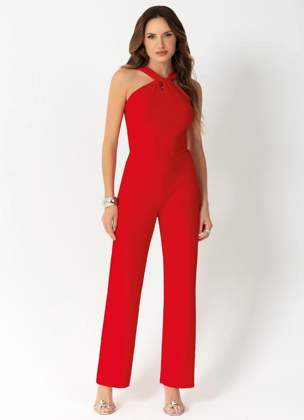 Gris - Conjunto em Jacquard Elegante Vermelho