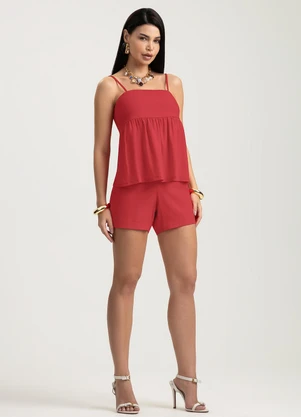 Gris - Conjunto em Linho Vermelho - GRIS