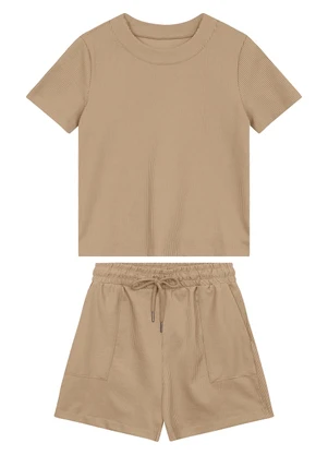 Malwee - Conjunto em Malha Canelada Mocha Mousse - MALWEE