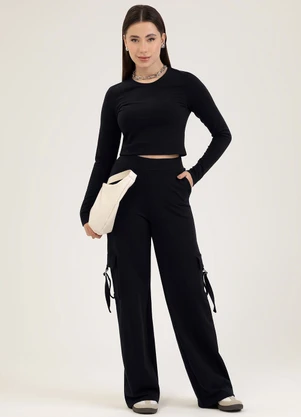 Cativa - Conjunto em Molecotton Peluciado  Preto - CATIVA
