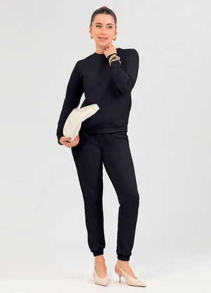 Cativa - Conjunto em Moletom Preto - CATIVA