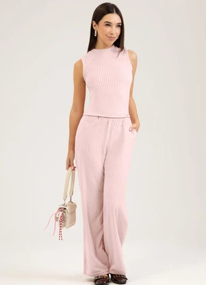 Cativa You - Conjunto em Tecido Aveludado  Rosa Claro - CATIVA YOU