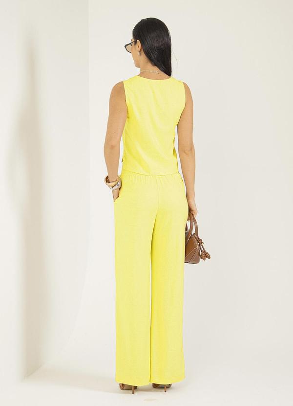 Gris - Conjunto em Tecido em Linho Amarelo  2