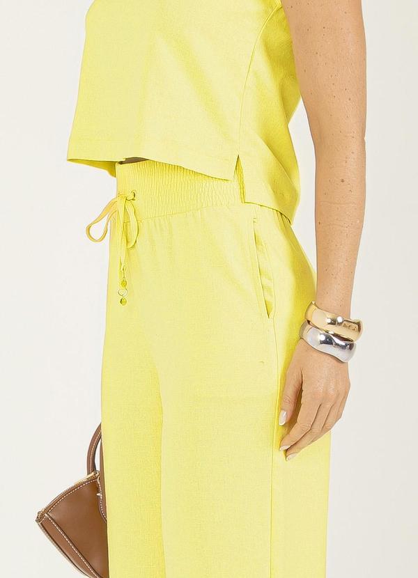 Gris - Conjunto em Tecido em Linho Amarelo  3