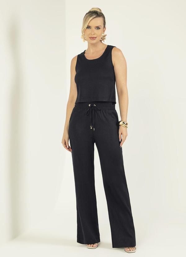 Gris - Conjunto em Tecido em Linho Preto