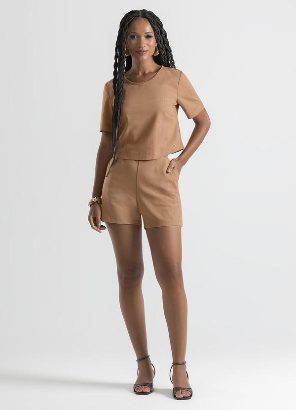 Cativa - Conjunto em Tecido Plano Caramelo