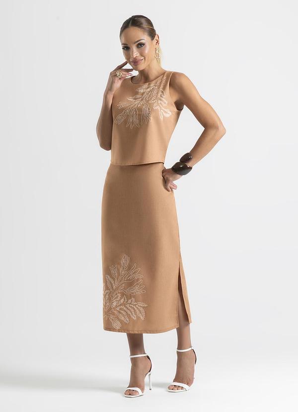 Cativa - Conjunto em Tecido Plano Caramelo 1