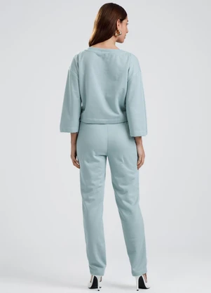 Gris - Conjunto em Tecido Texturizado  Azul Claro - GRIS