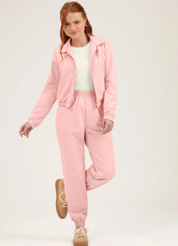 Cativa You - Conjunto em Tecido Tricoline Rosa Claro