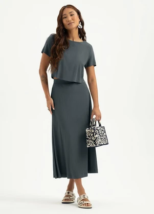 Cativa - Conjunto em Viscose Cinza Escuro - CATIVA