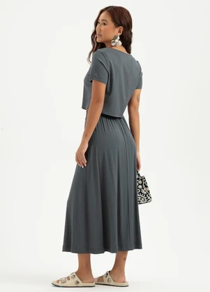 Cativa - Conjunto em Viscose Cinza Escuro - CATIVA