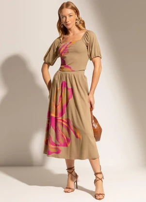 Gris - Conjunto em Viscose com Elastano Marrom - GRIS