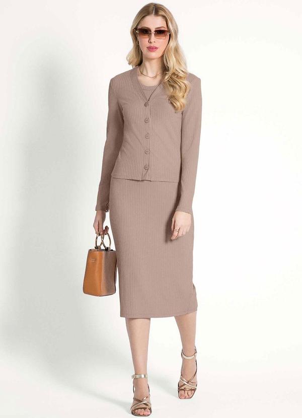 Habana - Conjunto Feminino Adulto Sofisticado Marrom