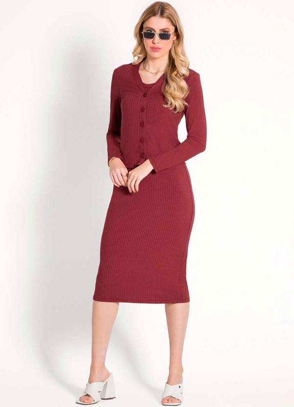 Habana - Conjunto Feminino Adulto Sofisticado Vermelho