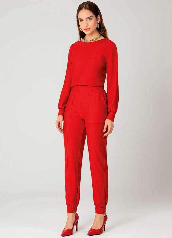 Gris - Conjunto Feminino Adulto Versátil Vermelho