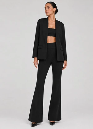 Rovitex - Conjunto Feminino Blazer e Calça Flare Preto - ROVITEX