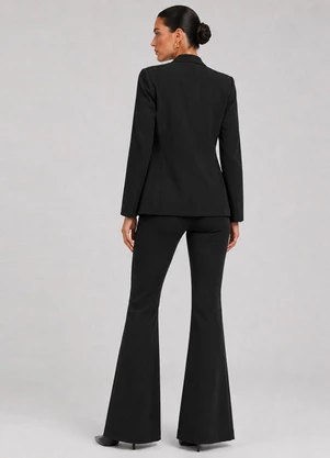 Rovitex - Conjunto Feminino Blazer e Calça Flare Preto - ROVITEX