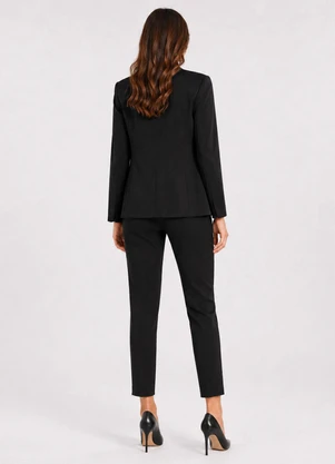 Rovitex - Conjunto Feminino Blazer e Calça Reta Preto - ROVITEX