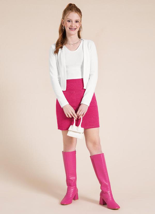 Bjoe - Conjunto Feminino Blusa + Casaco em Tricô Branco 2