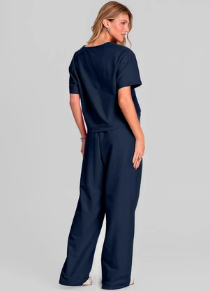 Dianna - Conjunto Feminino Blusa com Calça Azul - DIANNA