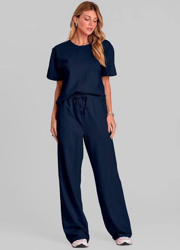 Dianna - Conjunto Feminino Blusa com Calça Azul