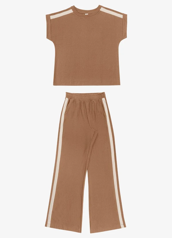 Endless - Conjunto Feminino Blusa com Calça em Marrom