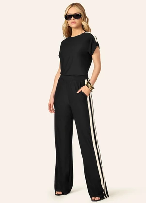 Endless - Conjunto Feminino Blusa com Calça em Visco Preto - ENDLESS