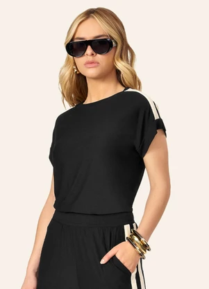 Endless - Conjunto Feminino Blusa com Calça em Visco Preto - ENDLESS