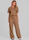 Dianna - Conjunto Feminino Blusa com Calça Rosa - variação: Marrom