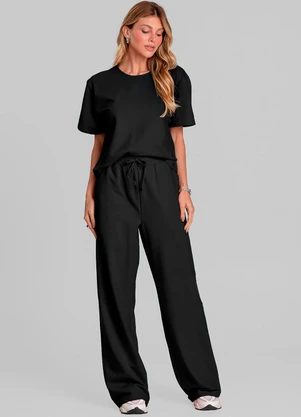 Dianna - Conjunto Feminino Blusa com Calça Preto - DIANNA