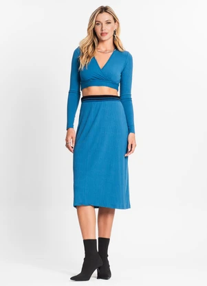 Endless - Conjunto Feminino Blusa com Saia Azul - ENDLESS